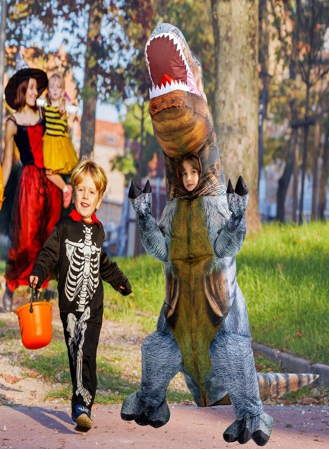 RQUXMT Inflatable T Rex Costume Kids,Blow Up Full Body Dinosaur Suit,Halloween Costumes for Boys Girls (10-12YRS) - Image 2
